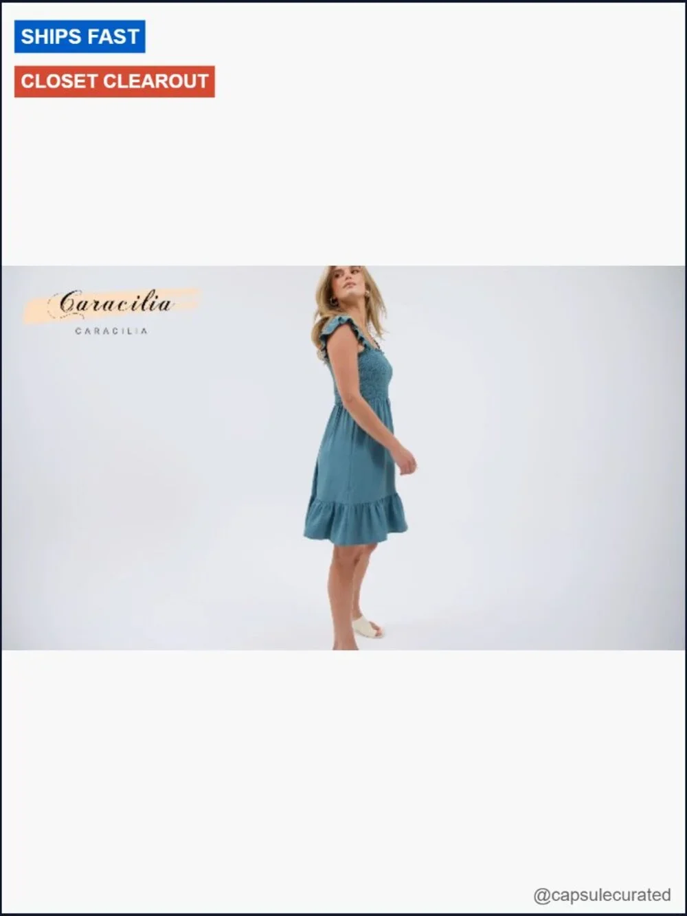 Sleeveless Square Neck Sun Dress Smocked Ruffle Backless Boho Short Dress - Picture 7 of 7